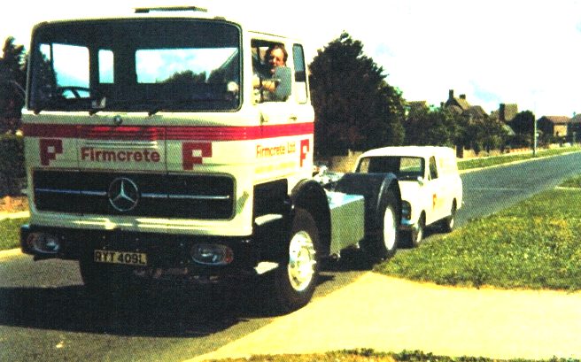 Mercedes truck and van in Firmcrete livery, parked outside 24 Beacon Road in Seaford