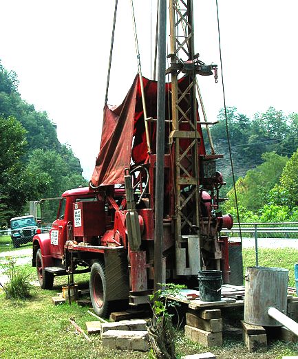 Truck equipped to drill wells