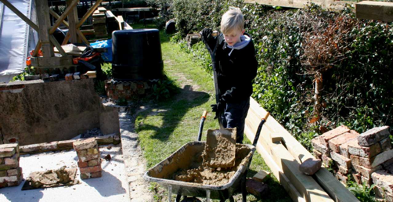 Ryan volunteered to help mix and deliver the cement for this historic reconstruction